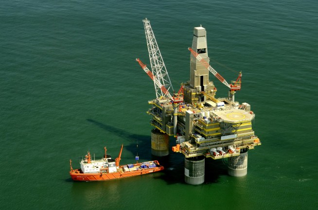 An offshore oil rig