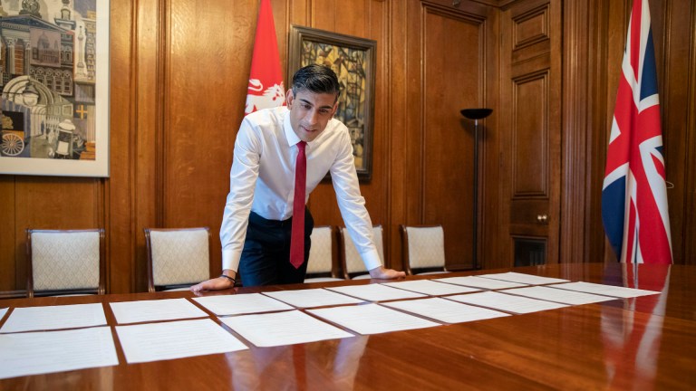 The Chancellor Rishi Sunak runs through his Spring Statement speech in his offices in 11 Downing Street