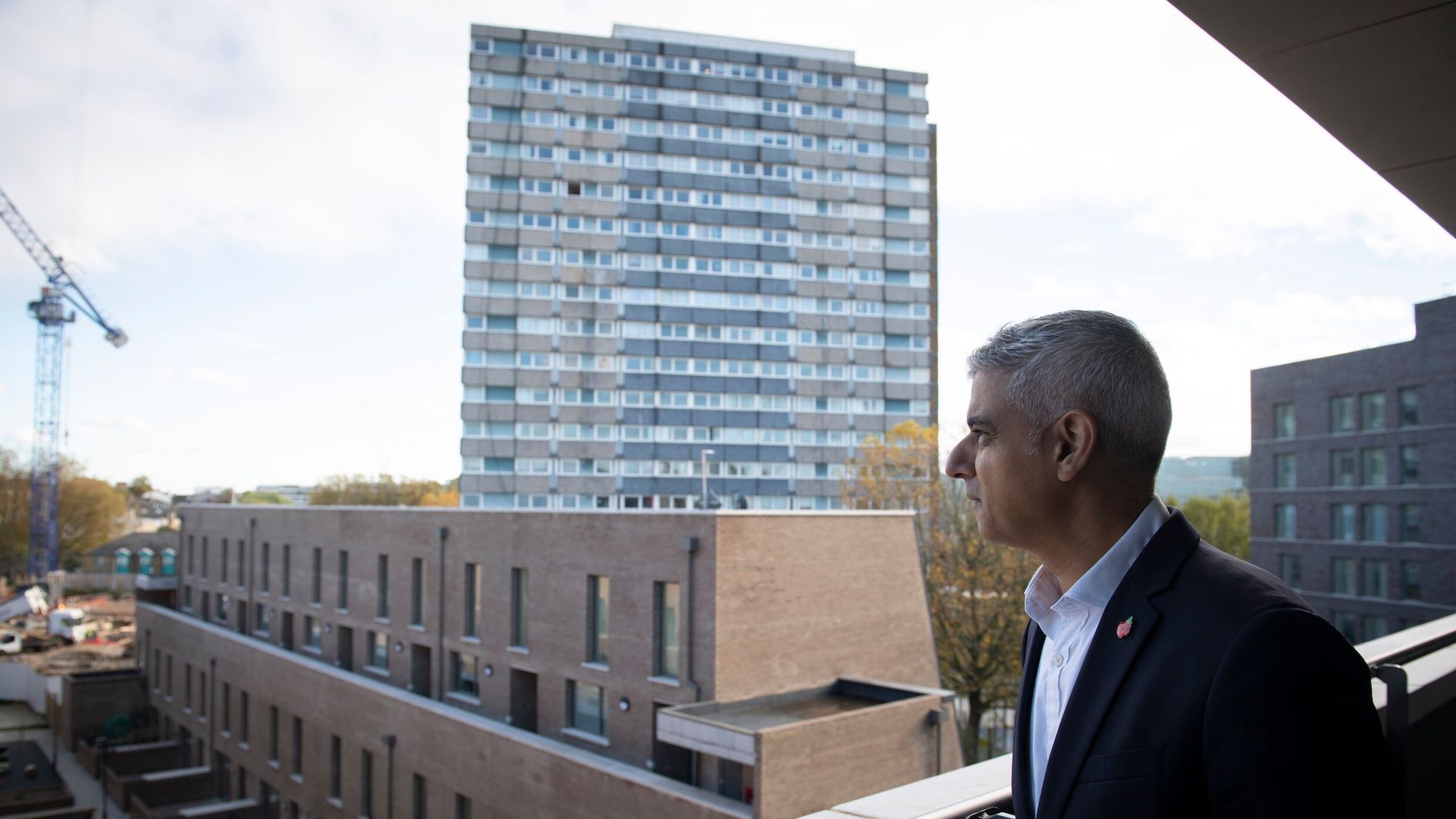 Mayor of London Sadiq Khan visits new council homes at Agar Grove in Camden in November 2021.