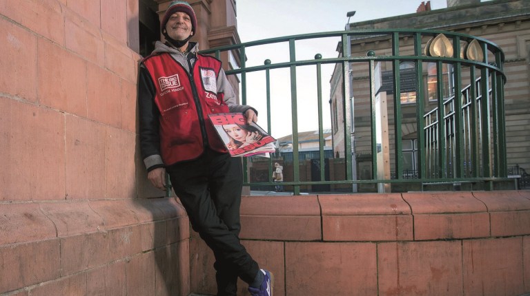 Big Issue vendor Steve Newcombe in Nottingham