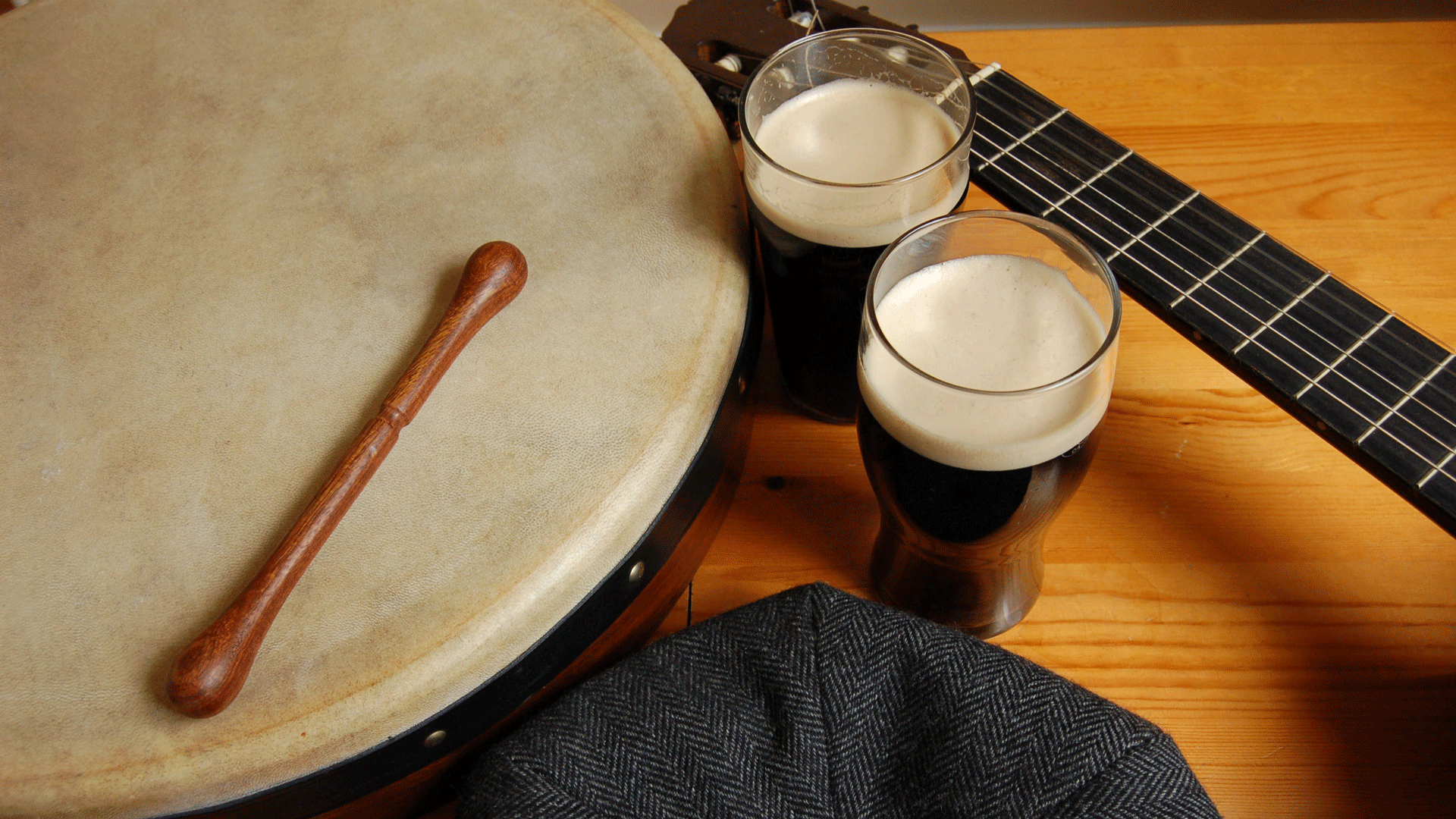 Guitar, drum and pints of Guinness