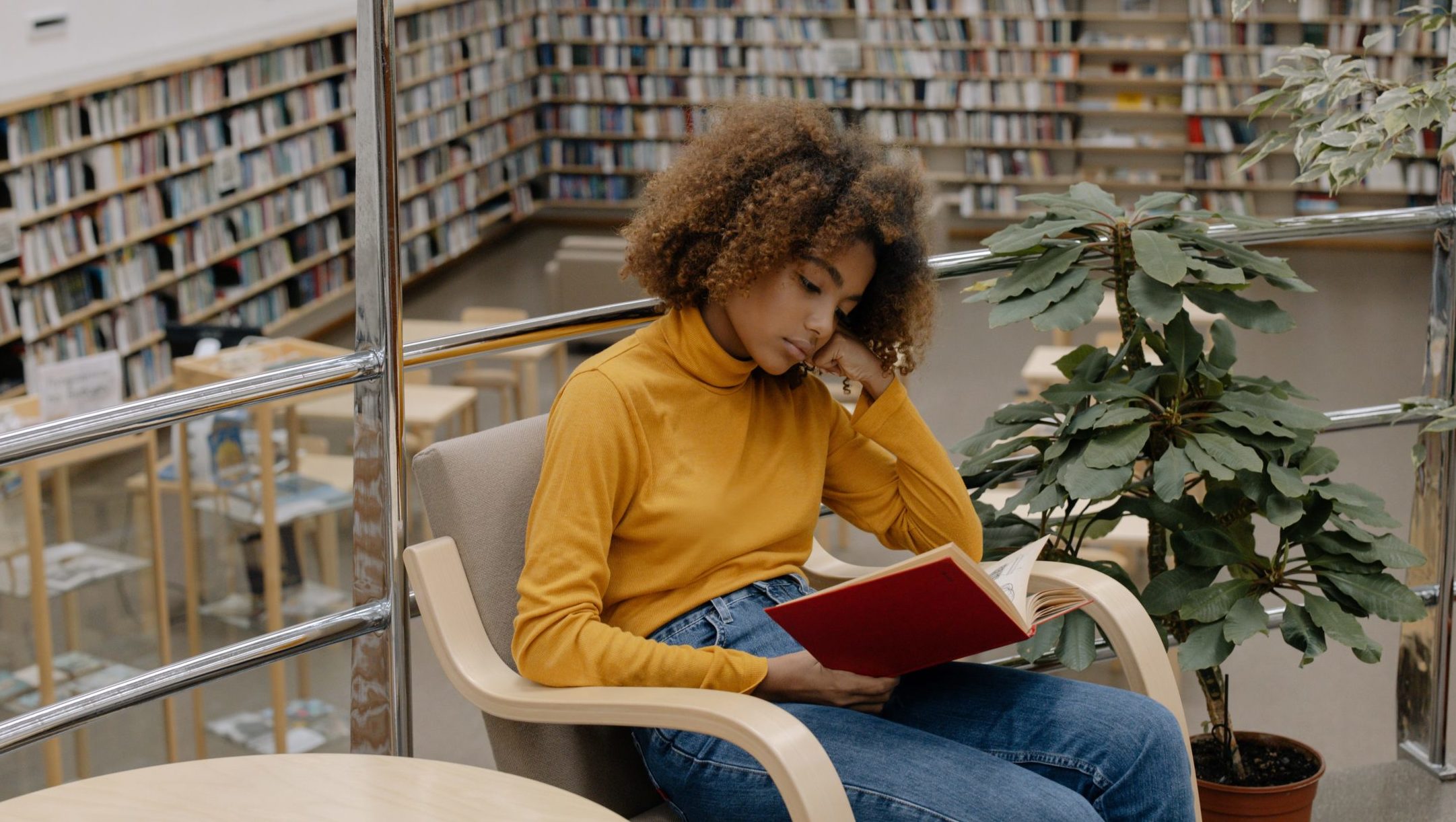 Student reading in school