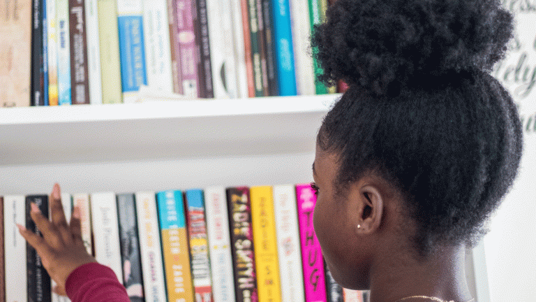 Child in a library