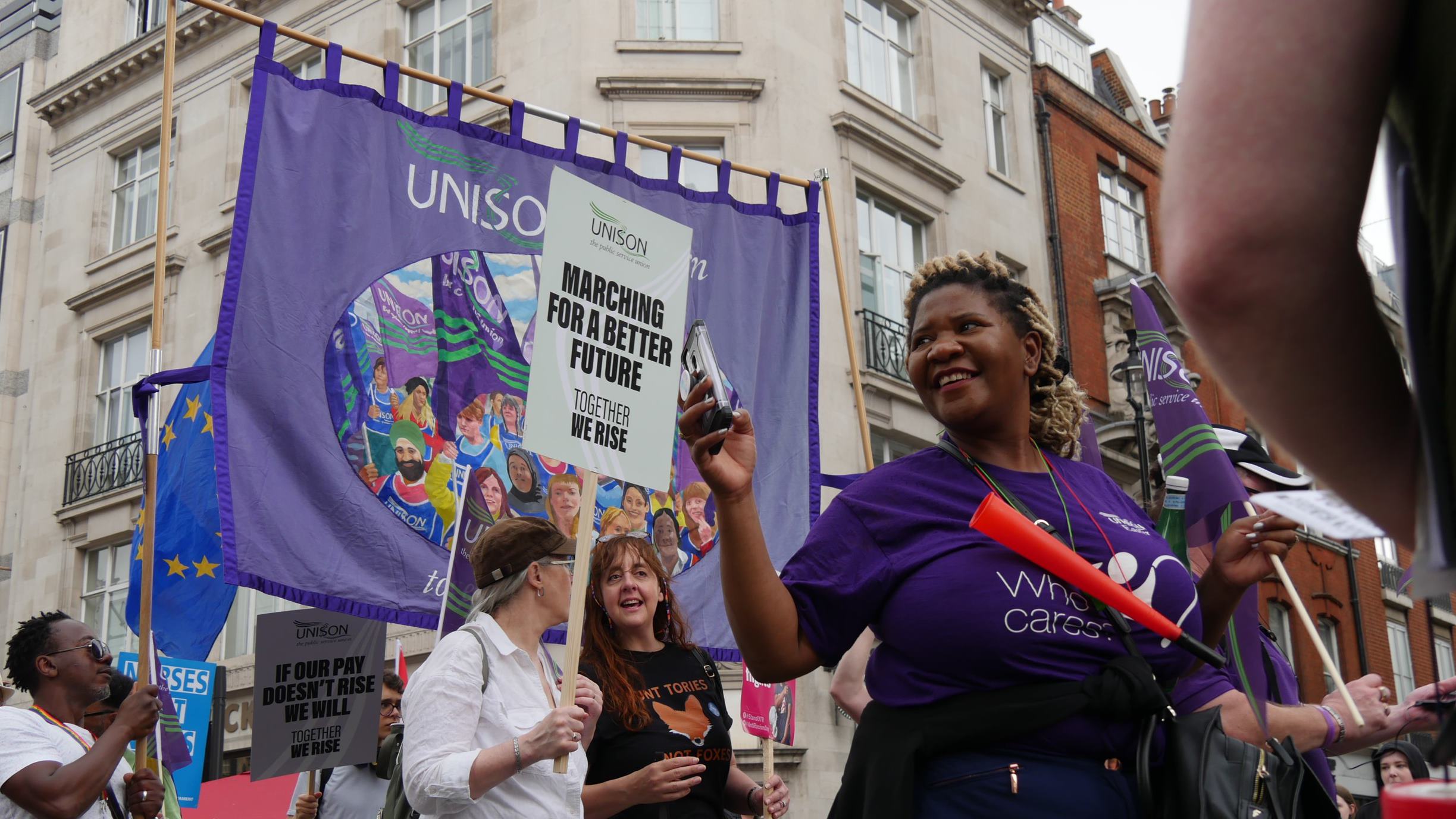 Trade unionists travelled from across the UK to join a demonstration against low pay and the rising cost of living in London last month