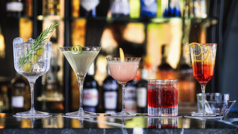 Cocktails on a bar