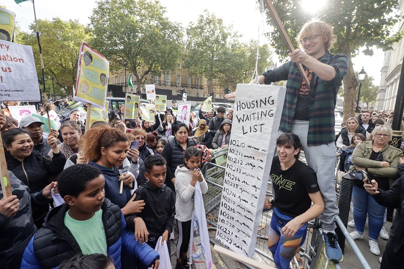 London temporary accommodation protest