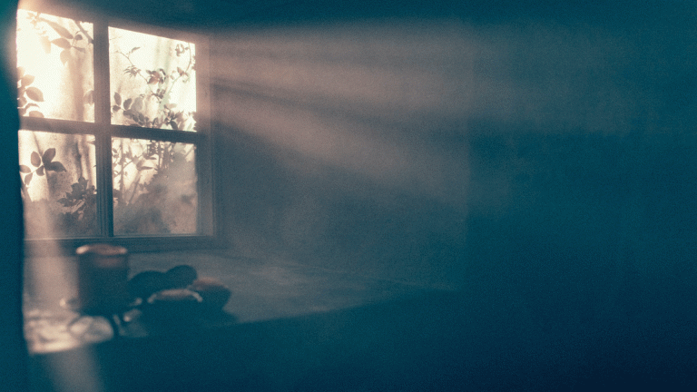 light streaming through a basement window