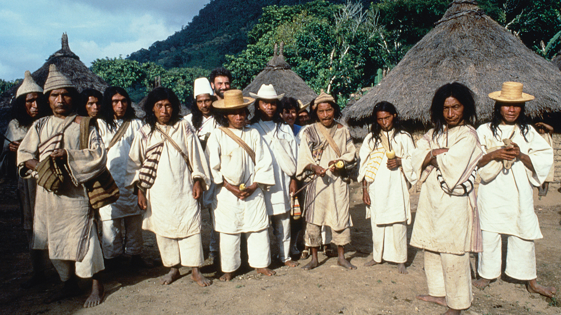 Filmmaker Alan Ereira with the Kogi tribe of Colombia