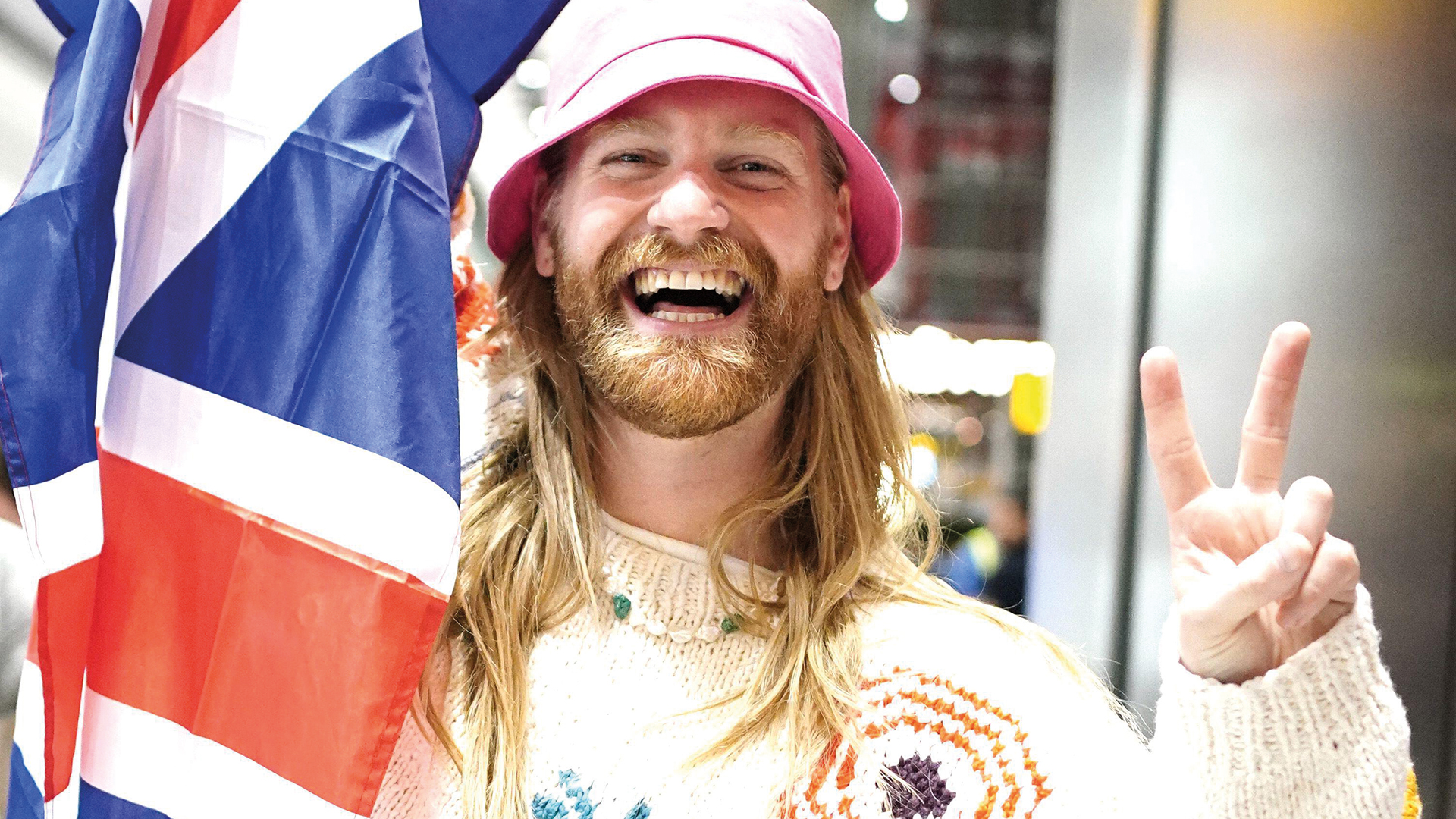 Sam Ryder arrives at Heathrow Airport after finishing second in the final of Eurovision