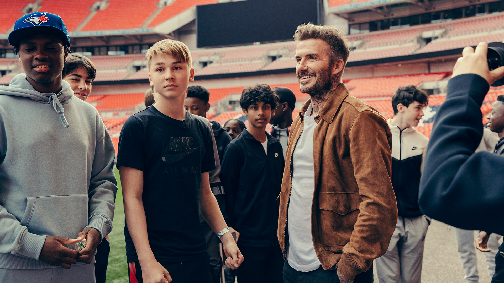David Beckham at Wembley with Westward Boys under-14s