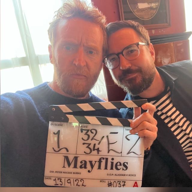 Actors Tony Curran and Martin Compston filming Mayflies for BBC One. Image: Martin Compston