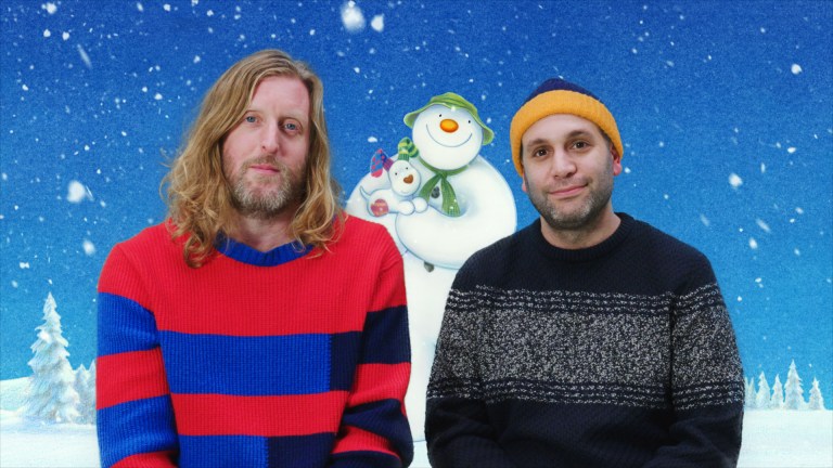 The Snowman and The Snowdog - flanked by composers Andy Burrows and Ilan Eshkeri
