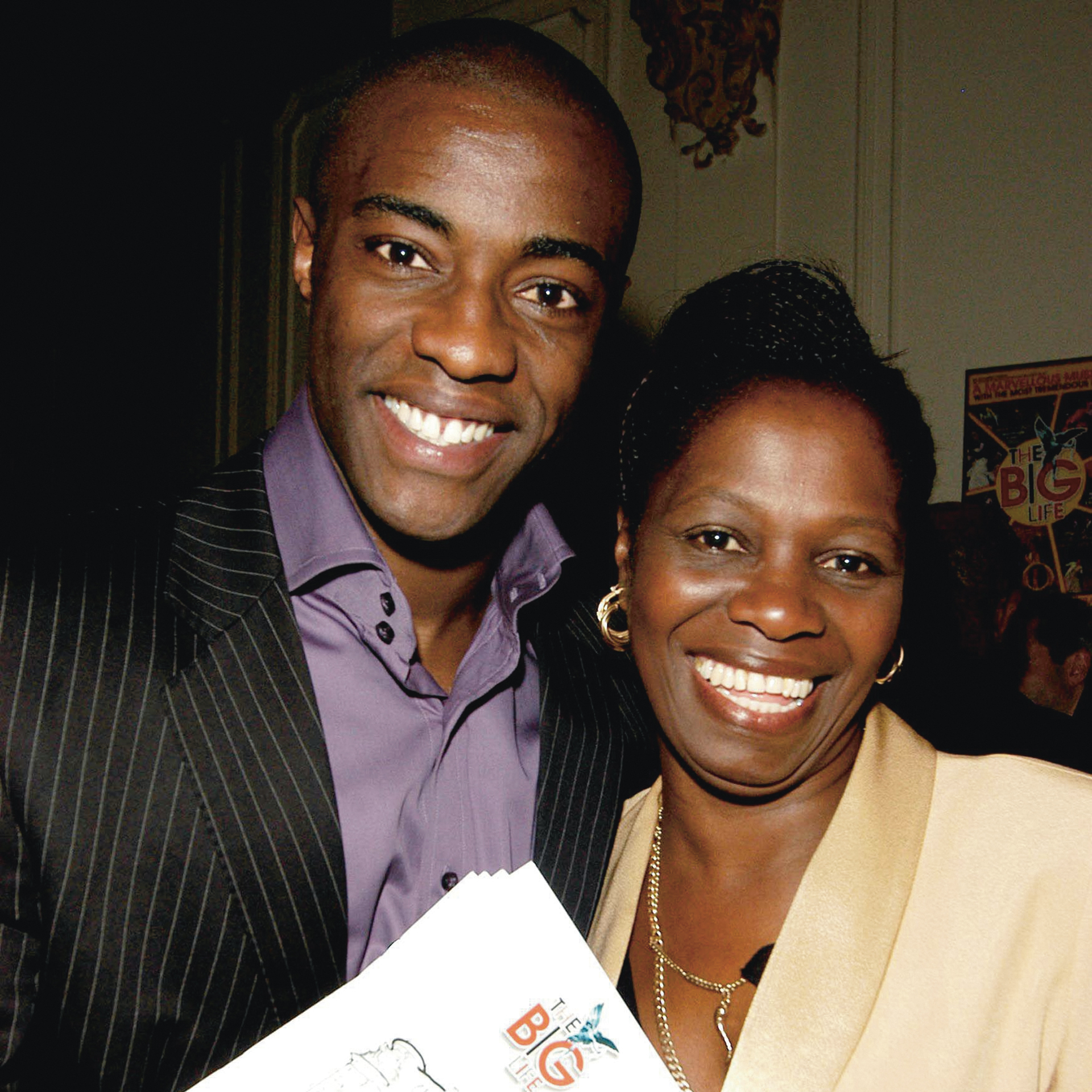 Tim Campbell with his mum at the Apollo theatre in London in 2007. Photo: Anwar Hussein / Alamy Stock Photo