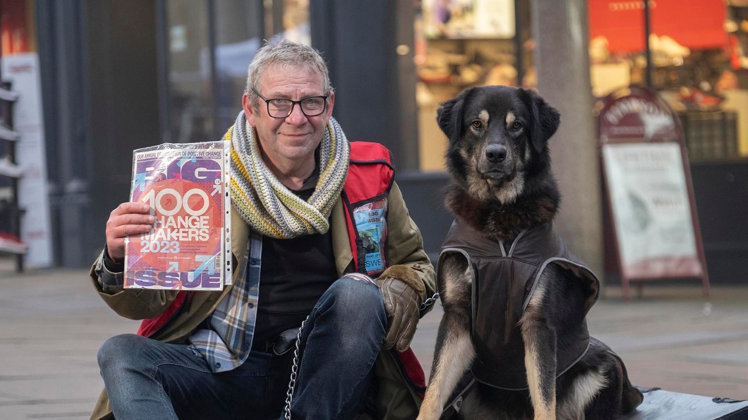 Ian Duff and his new dog, Trigger, on their pitch