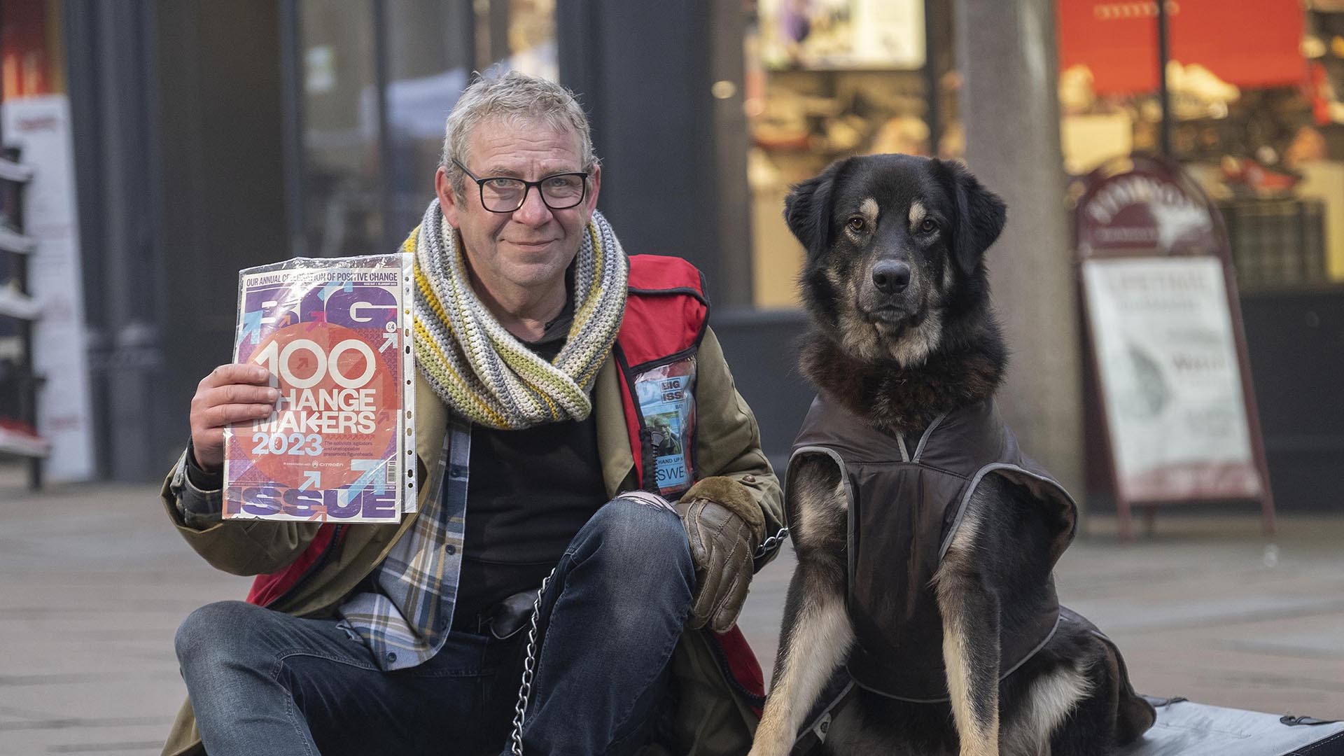 Ian Duff and his new dog, Trigger, on their pitch