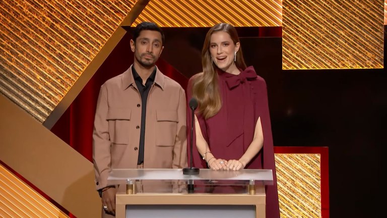 Riz Ahmed and Allison Williams announce the Academy Award nominations for the Oscars 2023. Image: YouTube / Oscars