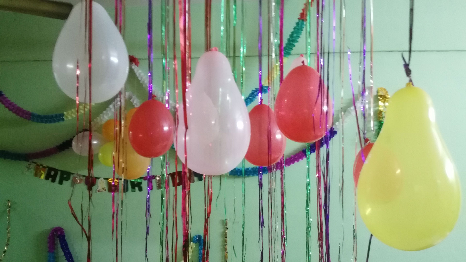 Balloons at a birthday party