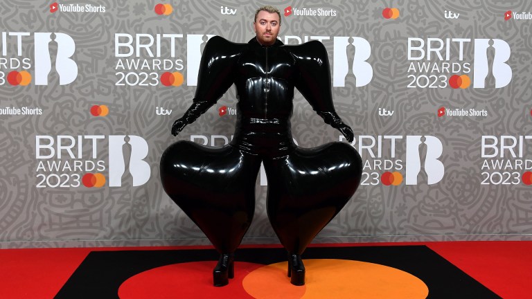 Sam Smith arrives for the 2023 BRIT Awards ceremony at The O2 arena in London. Image: Andy Rain/EPA-EFE/Shutterstock