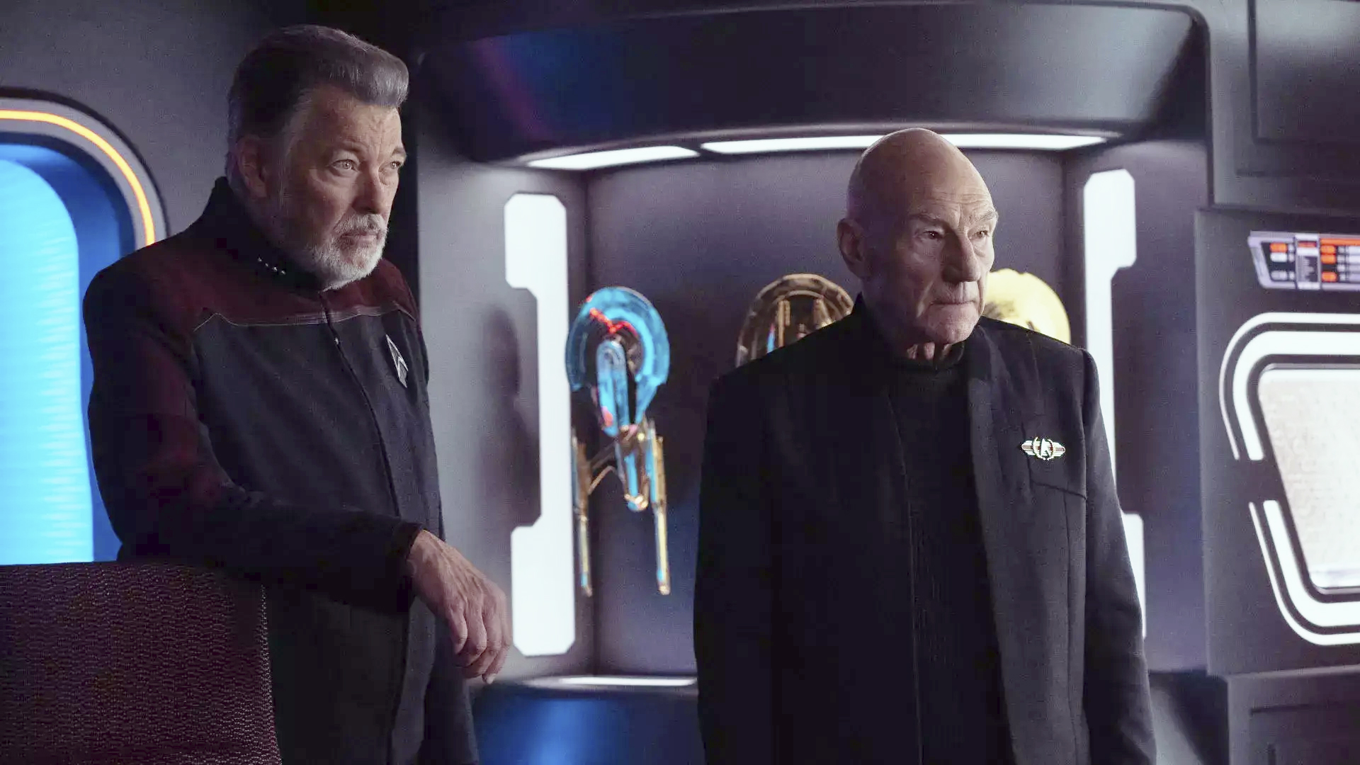 Jonathan Franks and Patrick Stewart in Star Trek: Picard season 3. Image: Paramount+