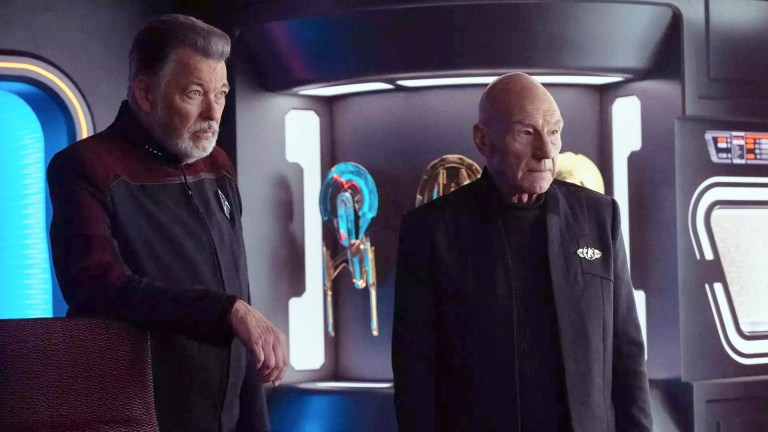 Jonathan Franks and Patrick Stewart in Star Trek: Picard season 3. Image: Paramount+