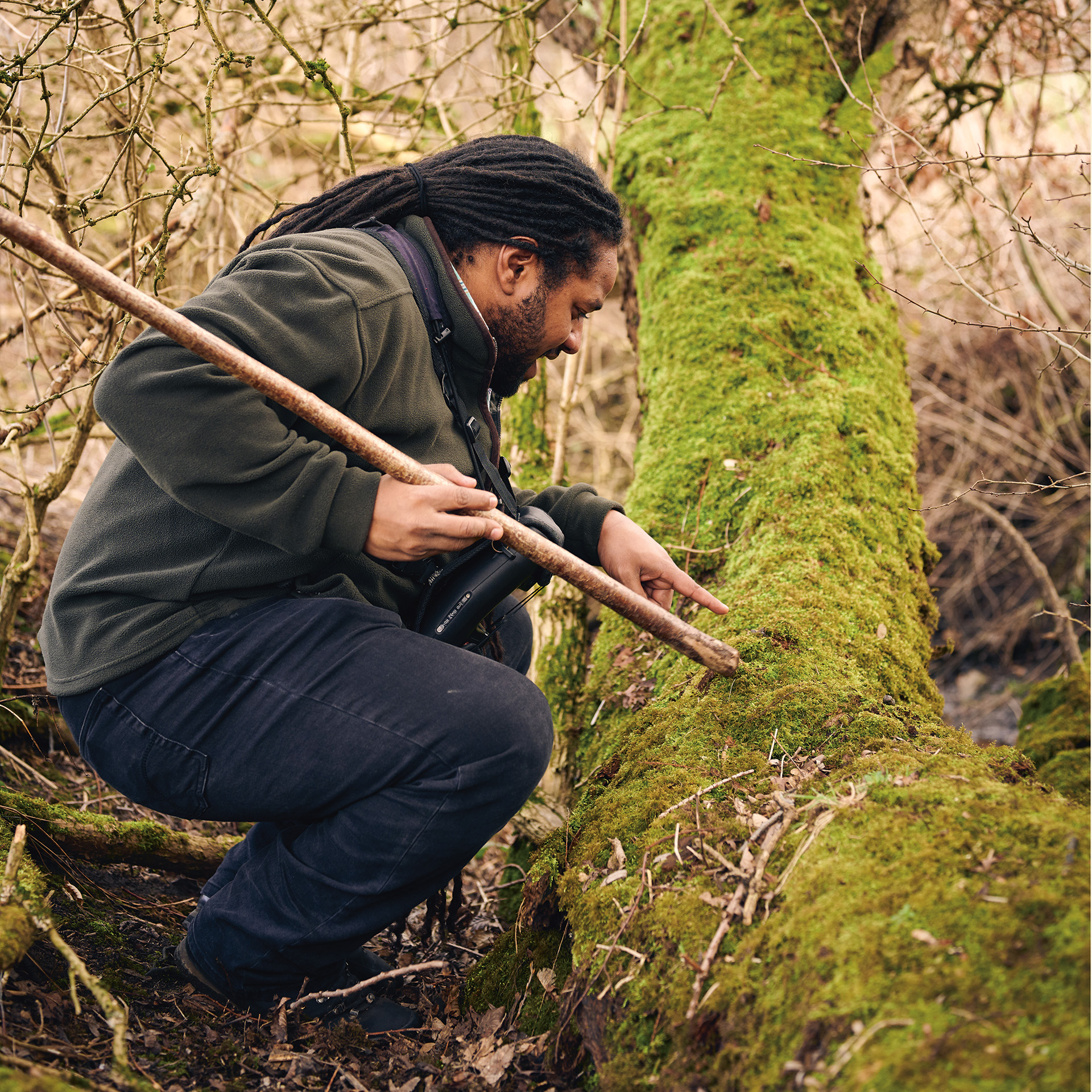 Strictly winner Hamza Yassin searching for scat at Pollok Park