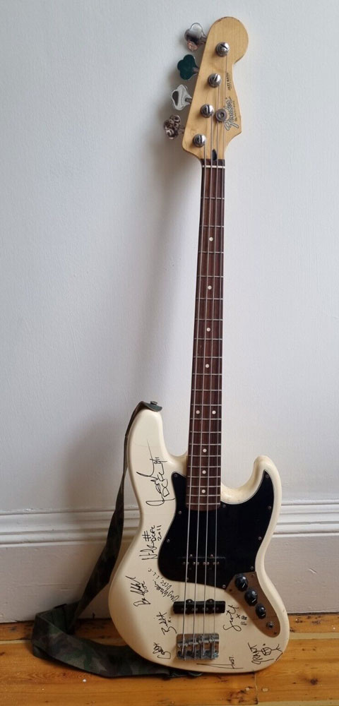 Bass signed by Frightened Rabbit and Death Cab for Cutie auctioned to ...