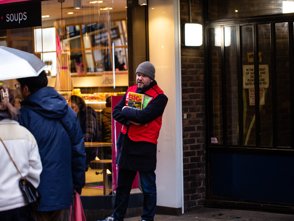 James O'Brien tries to sell The Big Issue