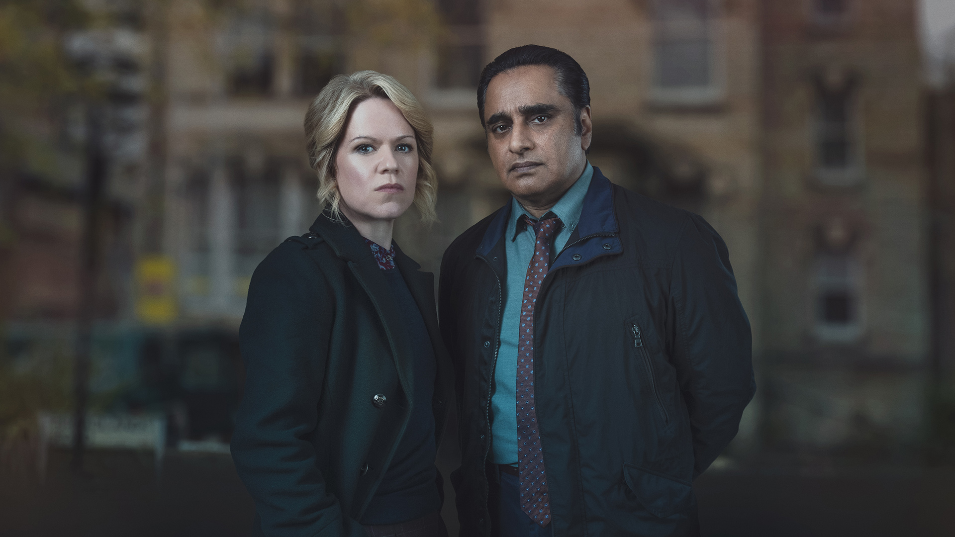 Sanjeev Bhaskar and Sinéad Keenan in Chris Lang's Unforgotten