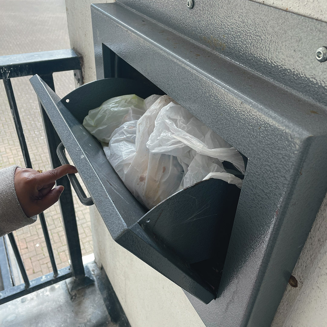 Blocked rubbish chute