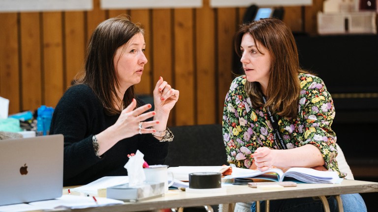 Deborah Bruce and director Róisín McBrinn in rehearsal for Dixon and Daughters