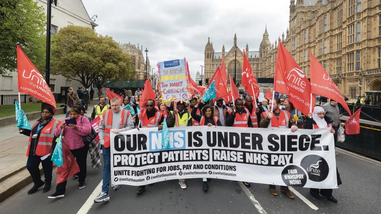 Striking members of Unite and the NEU march on Westminster