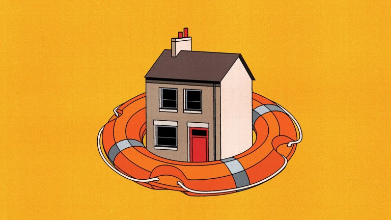 Illustration of a house with a lifebelt around it