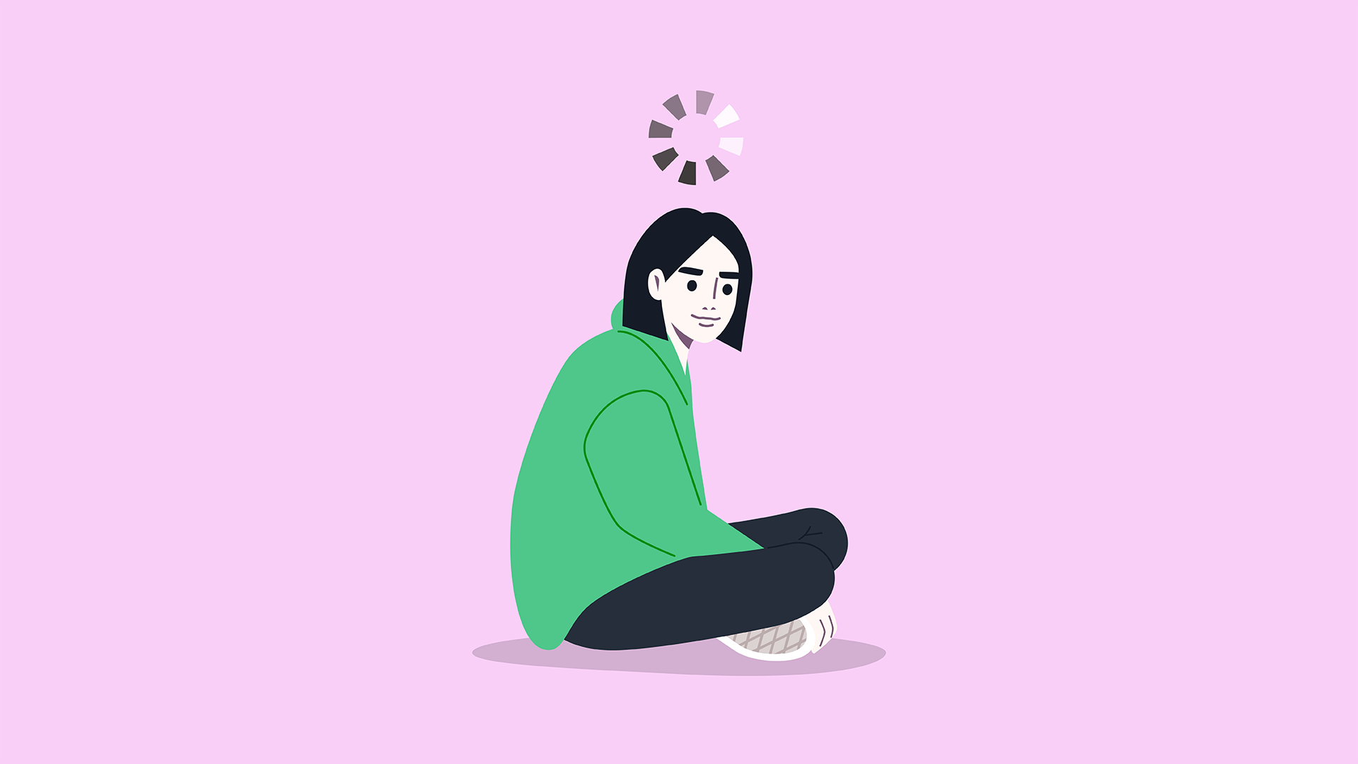 Illustration of a woman sitting cross legged