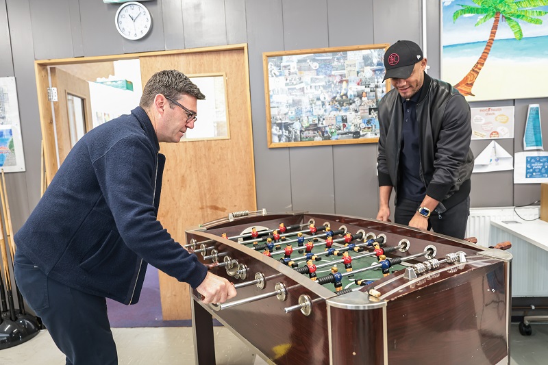 Vincent Kompany and Andy Burnham visit homelessness charity in Manchester