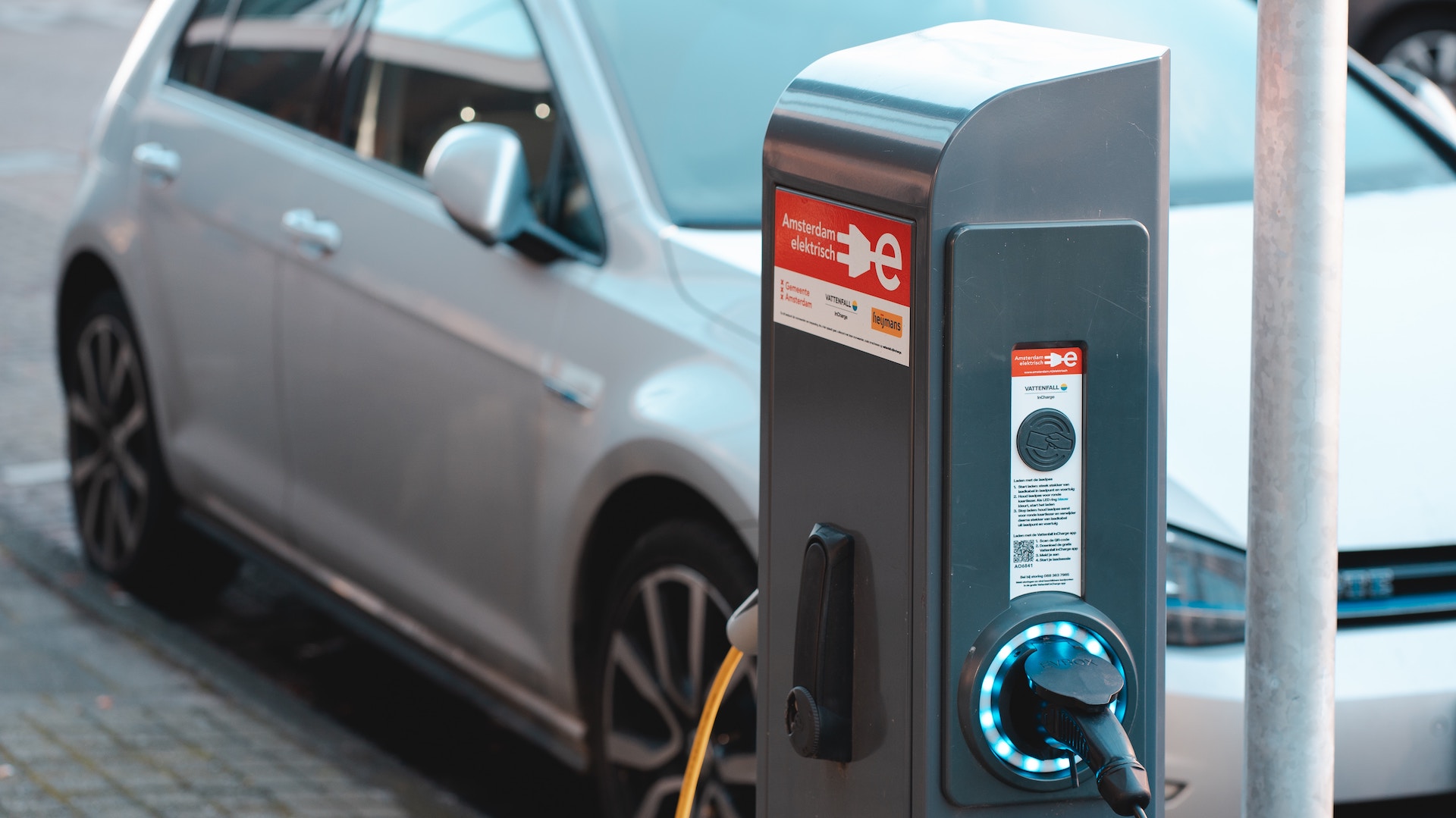 electric vehicle charging point, which is placed on a pavement and may mean less space for wheelchair users and disabled people