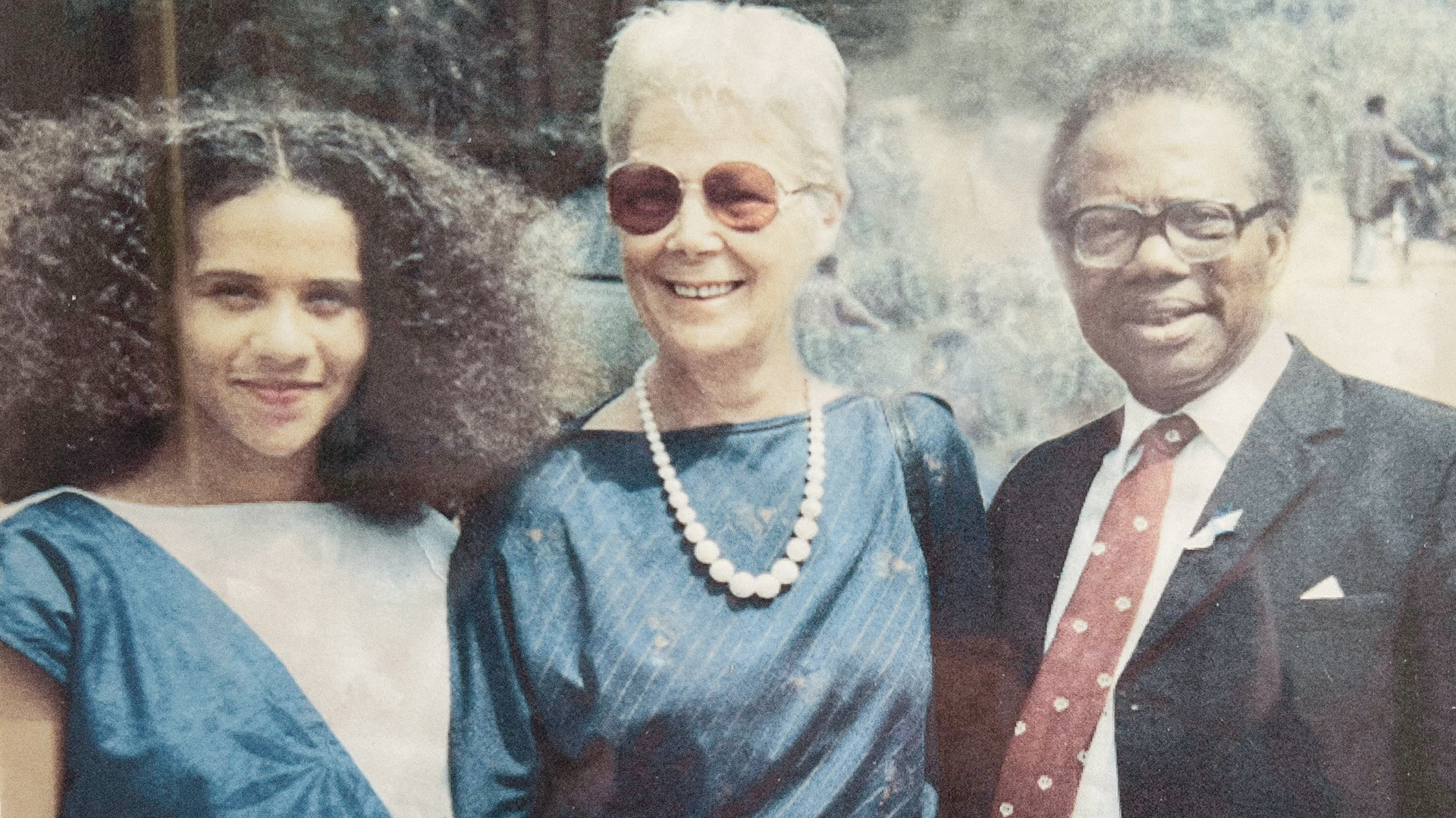 Chi-Chi Nwanoku with her parents in 1989