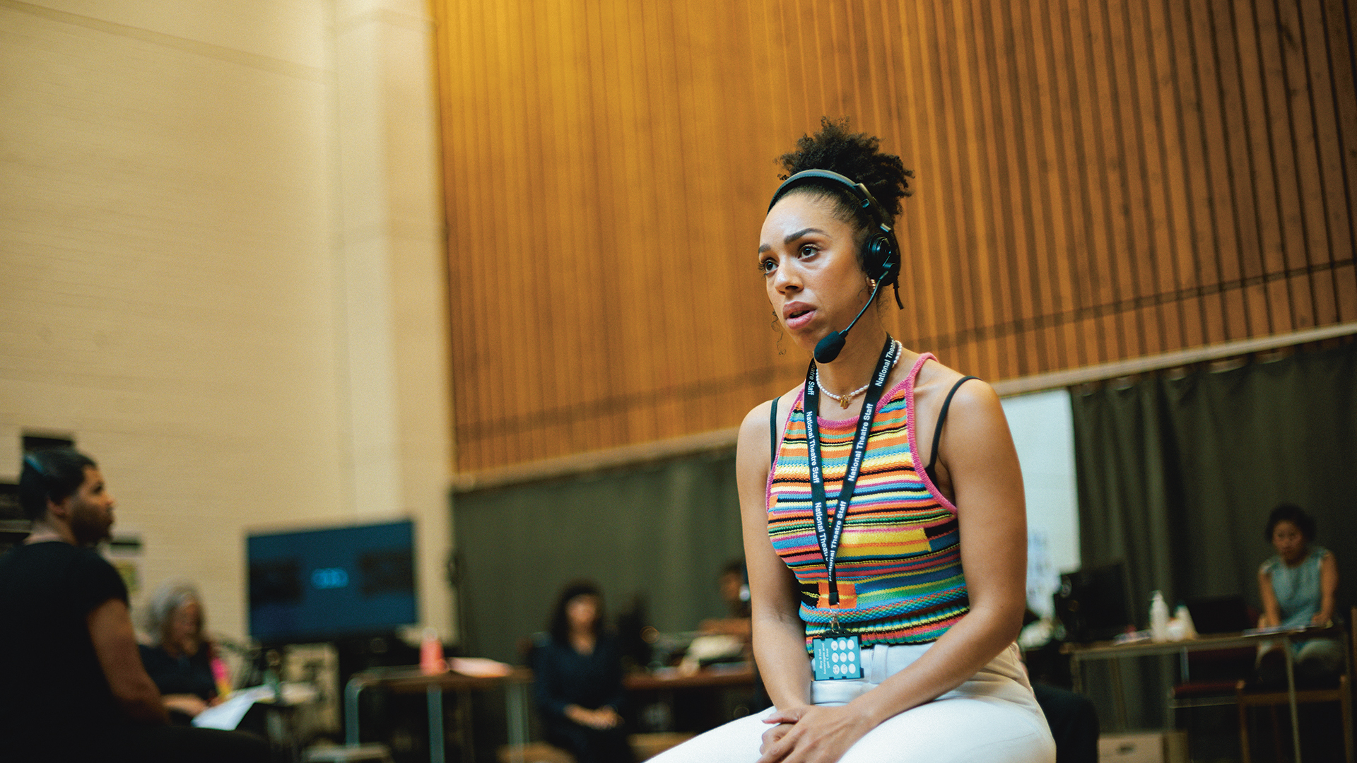 Actor Pearl Mackie in rehearsals
