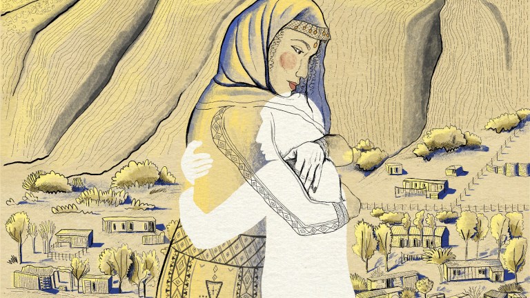 Illustration two women embracing