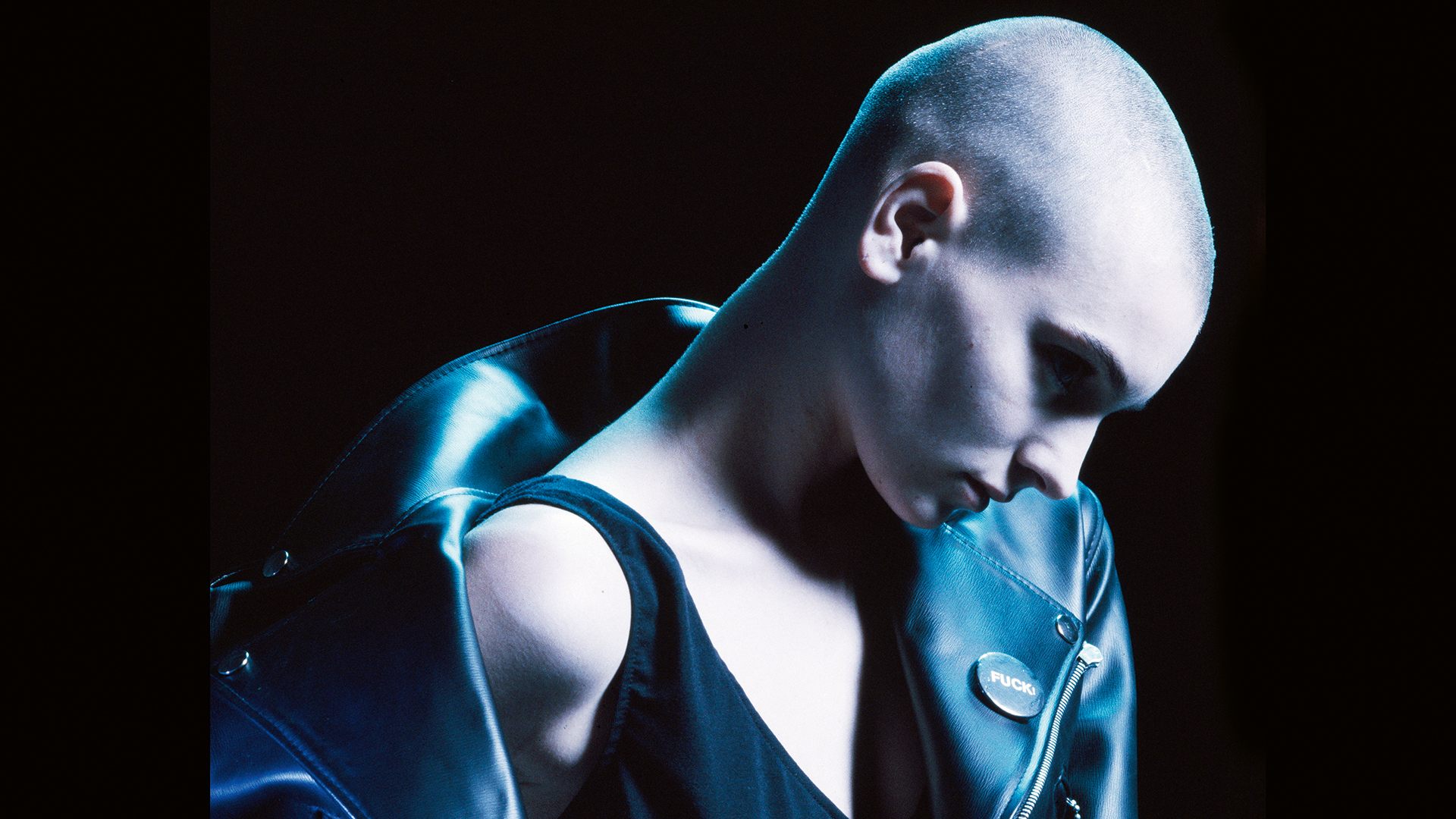 Sinéad O’Connor in a leather jacket, in a photo from new doc Nothing Compares 
