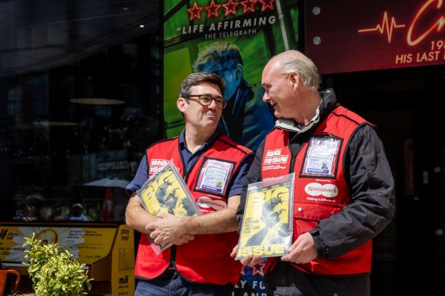 Andy Burnham selling the Big Issue