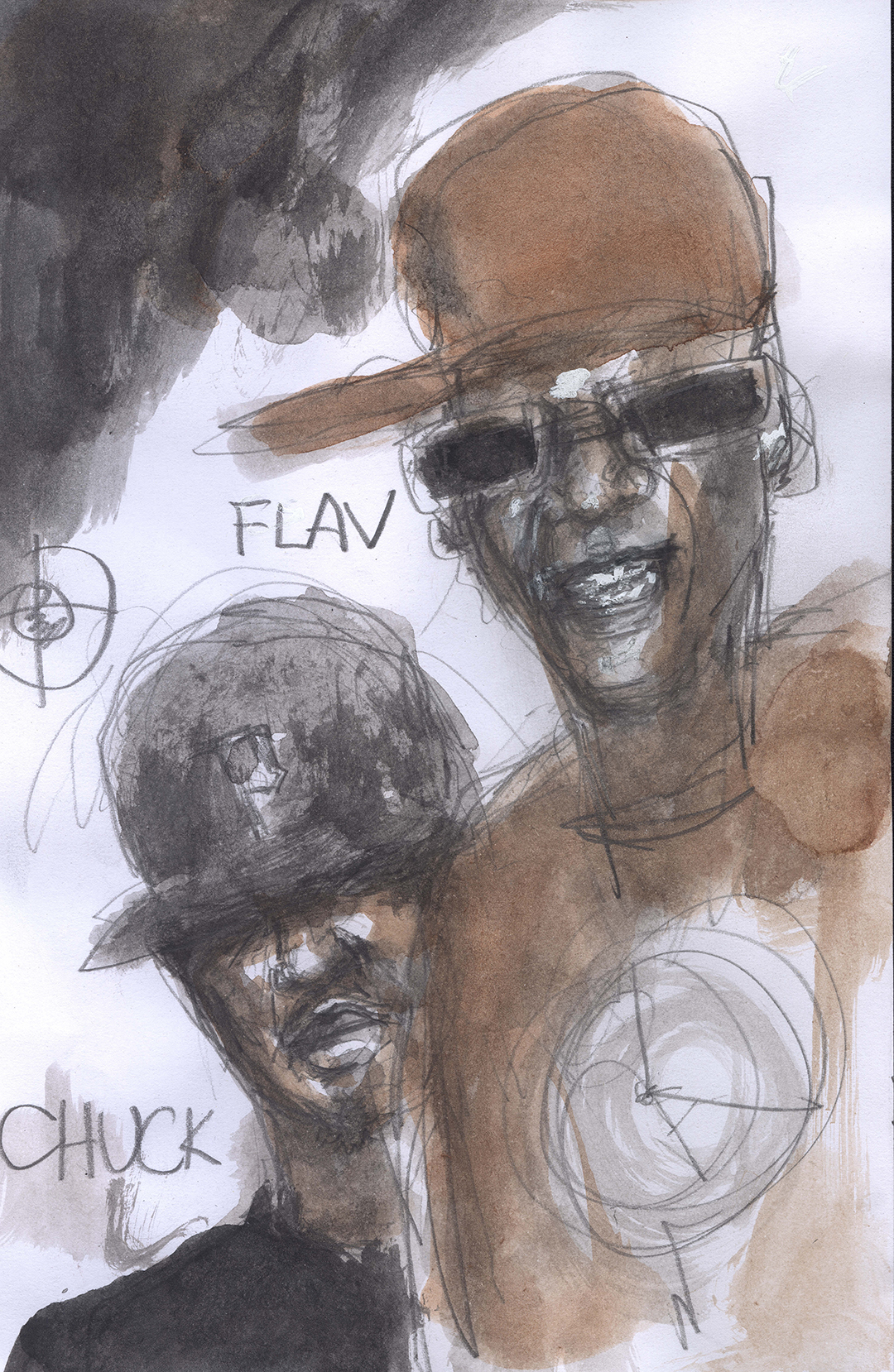 Chuck D's drawing of him with Public Enemy bandmate Flavor Flav.