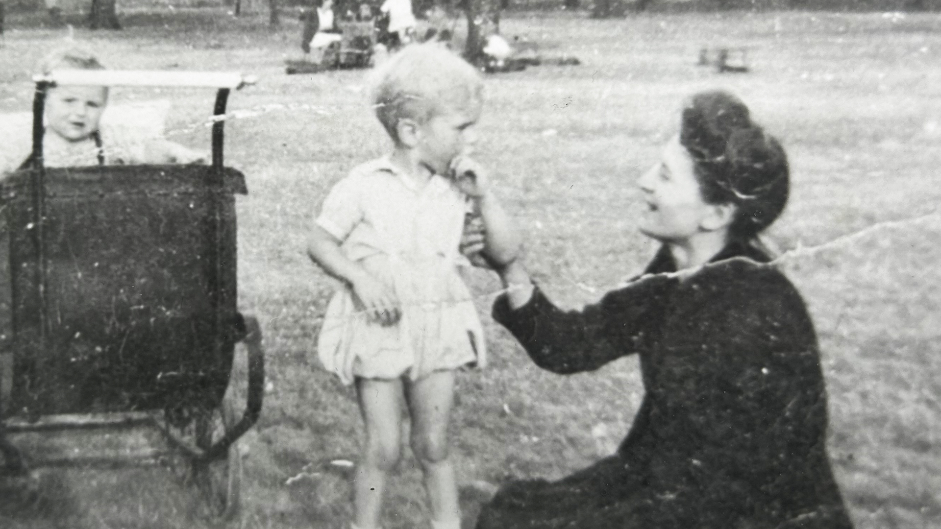 John Bird as a baby with his mother and brother