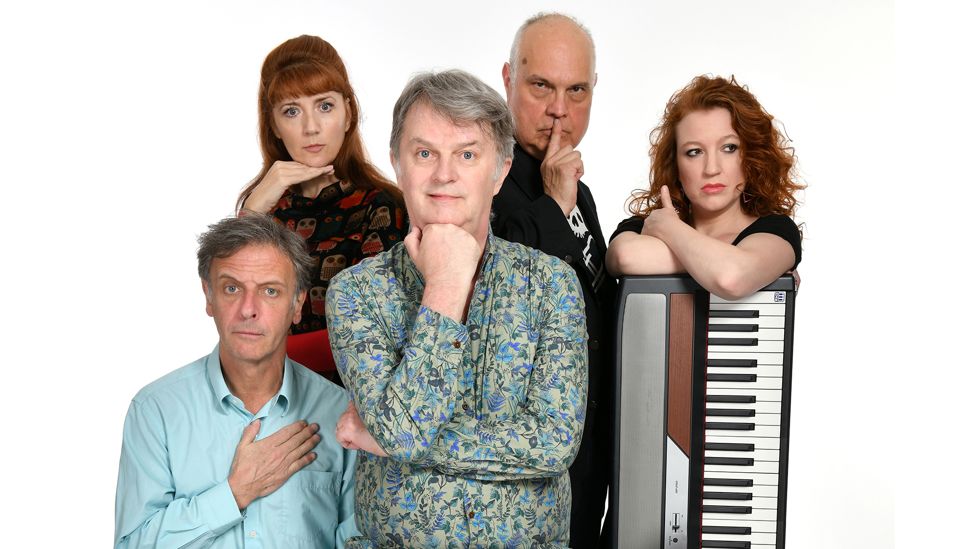 Paul Merton's Impro chums (left to right): Richard Vranch, Suki Webster, Paul Merton, Mike McShane, Kirsty Newton. 