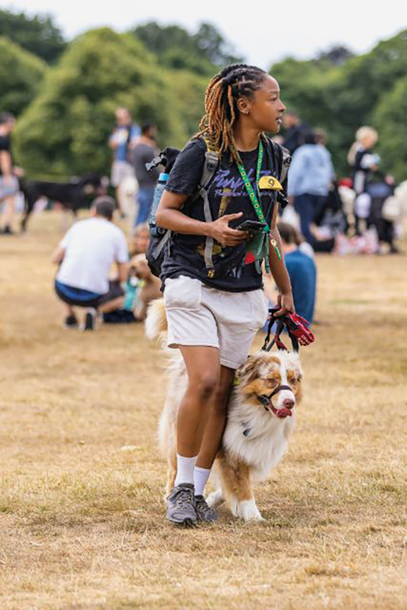 Lauren and her dog in a park