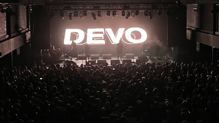 Devo on stage at the 02 Academy Edinburgh