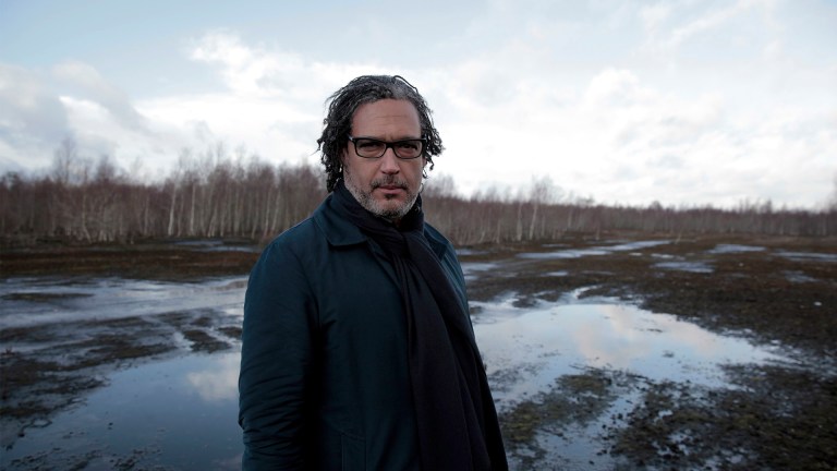 David Olusoga at the derelict former Ravenscraig steelworks site in Motherwell