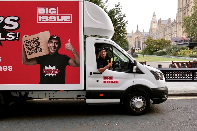 Big Issue launches End Housing Insecurity Now with Rishi Sunak removals van stunt