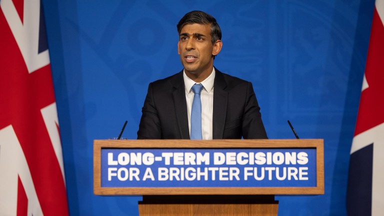 Rishi Sunak at a lectern