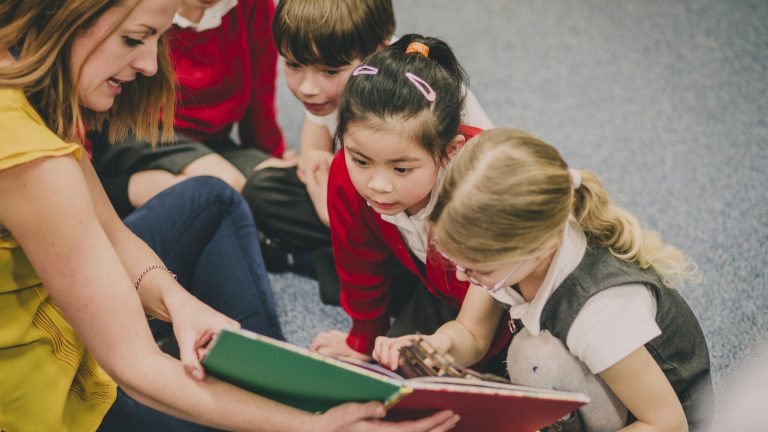 Primary school teacher in the classroom