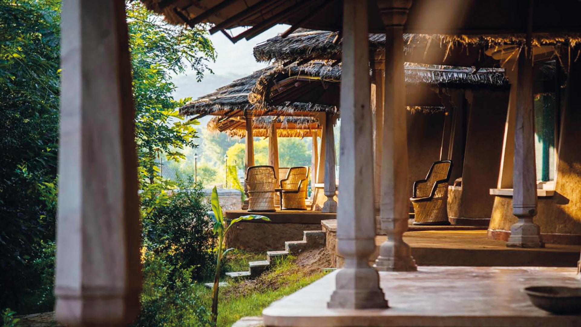 Cottages made with rammed earth, Ranthambore, Rajasthan